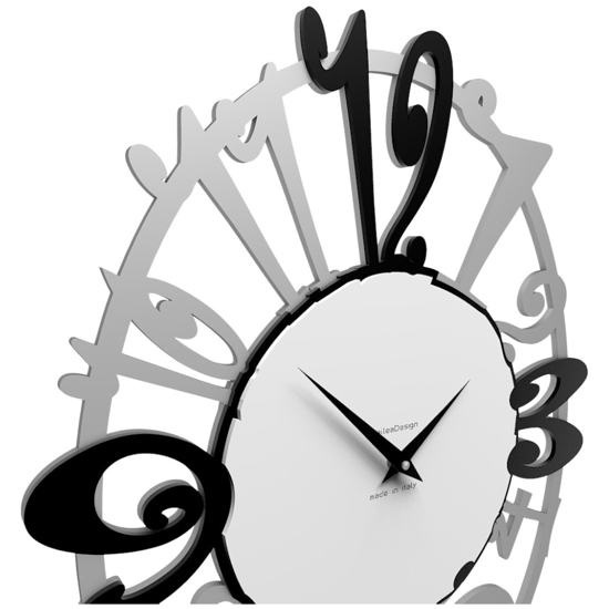 Orologio ovale design da muro moderno legno nero grigio