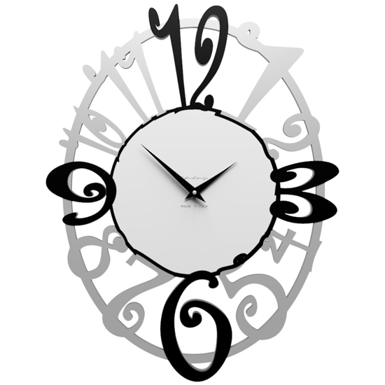 Orologio ovale design da muro moderno legno nero grigio
