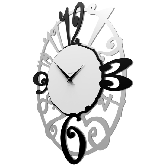Orologio ovale design da muro moderno legno nero grigio