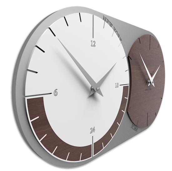 Orologio da parete moderno fusi orari 2 rovere wengé bianco grigio