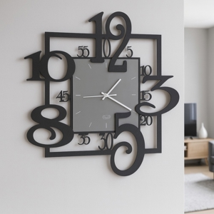 Orologio da muro nero grigio design quadrato moderno