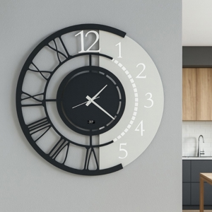 Orologio da muro rotondo nero dual time numeri moderni