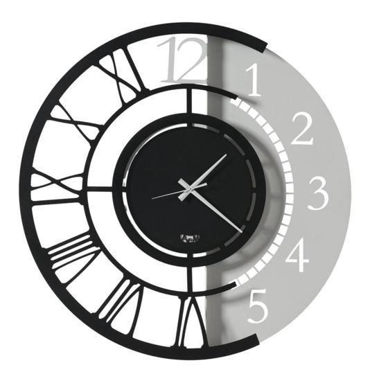 Orologio da muro rotondo nero dual time numeri moderni