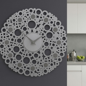 Visualizza i dettagli per Orologio rotondo da muro moderno legno color alluminio Orologio rotondo da muro moderno legno color alluminio