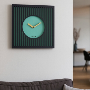 Visualizza i dettagli per Orologio moderno da parete design quadrato nero e verde Orologio moderno da parete design quadrato nero e verde