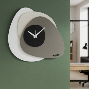 Orologio moderno da muro ondulato bianco fango e nero