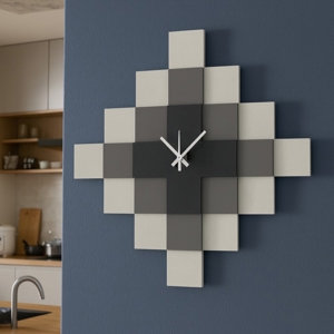 Visualizza i dettagli per Orologio da parete moderno design mosaico avorio fango e nero Orologio da parete moderno design mosaico avorio fango e nero