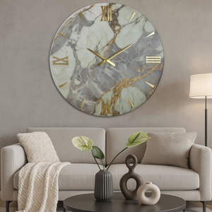 Visualizza i dettagli per Orologio da parete 80cm effetto marmoreo numeri oro design Orologio da parete 80cm effetto marmoreo numeri oro design