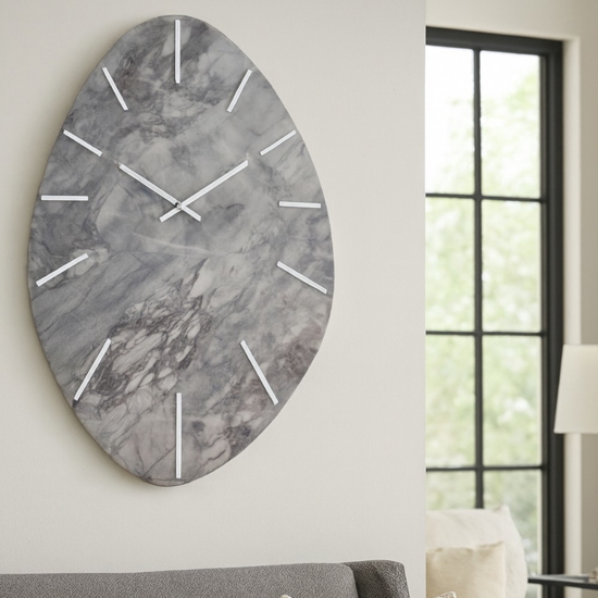 Grande orologio per parete 110x72 resina effetto marmorizzato grigio