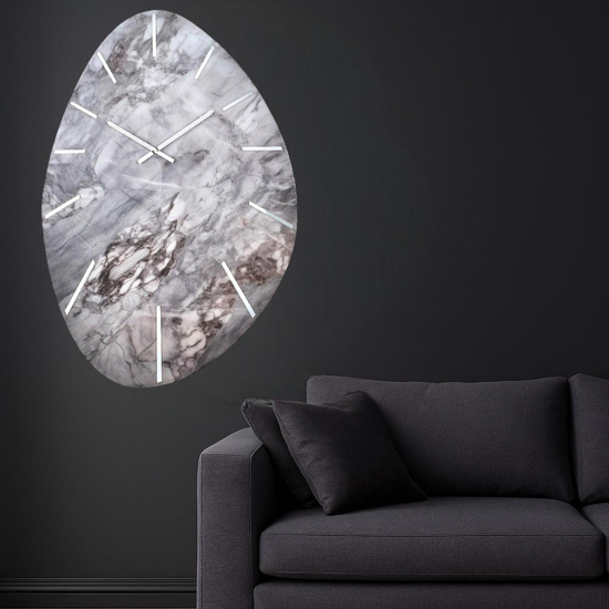 Grande orologio per parete 110x72 resina effetto marmorizzato grigio