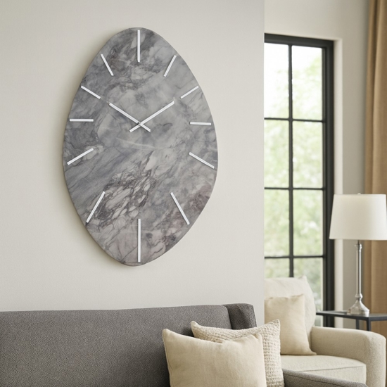 Grande orologio per parete 110x72 resina effetto marmorizzato grigio