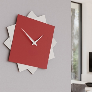 Visualizza i dettagli per Orologio moderno da parete 35cm rosso rubino bianco grigio Orologio moderno da parete 35cm rosso rubino bianco grigio