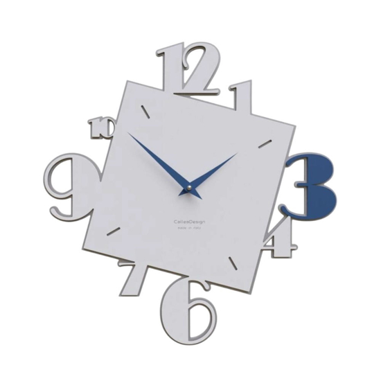 Orologio da parete squadrato legno bianco e blu numeri moderni Orologio da parete squadrato legno bianco e blu numeri moderni