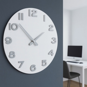 Orologio rotondo da parete moderno legno bianco grigio