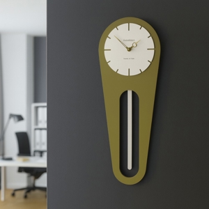 Visualizza i dettagli per Orologio moderno a pendolo da parete legno verde oliva Orologio moderno a pendolo da parete legno verde oliva