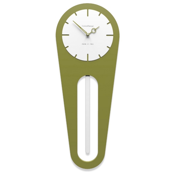Orologio moderno a pendolo da parete legno verde oliva