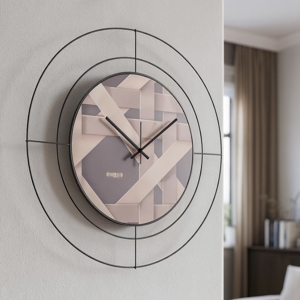 Visualizza i dettagli per Orologio nero da parete moderno rotondo inteccio linee Orologio nero da parete moderno rotondo inteccio linee