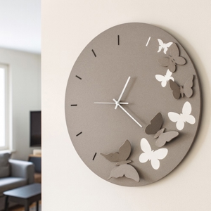 Orologio da parete farfalle moderno rotondo beige