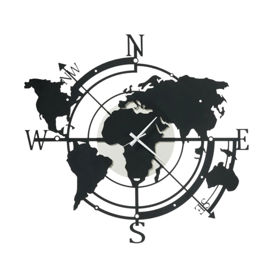 Orologio da parete rotondo design moderno planisfero nero Orologio da parete rotondo design moderno planisfero nero