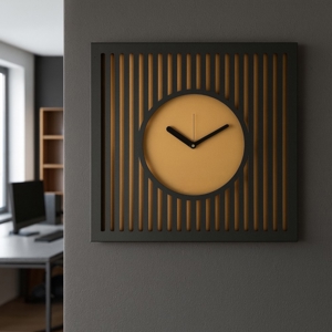 Grande orologio da parete quadrato 50x50 nero e oro
