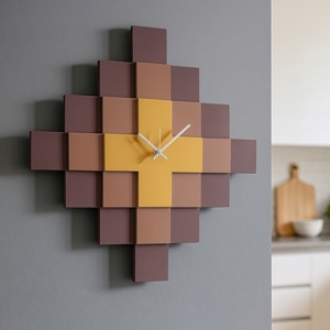 Orologio da parete design geometrico giallo e mousse
