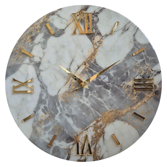Orologio 100cm da parete effetto marmo grigio oro moderno