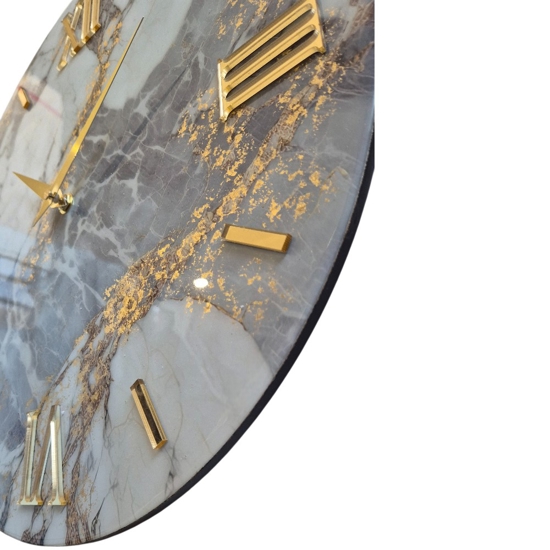 Orologio 100cm da parete effetto marmo grigio oro moderno