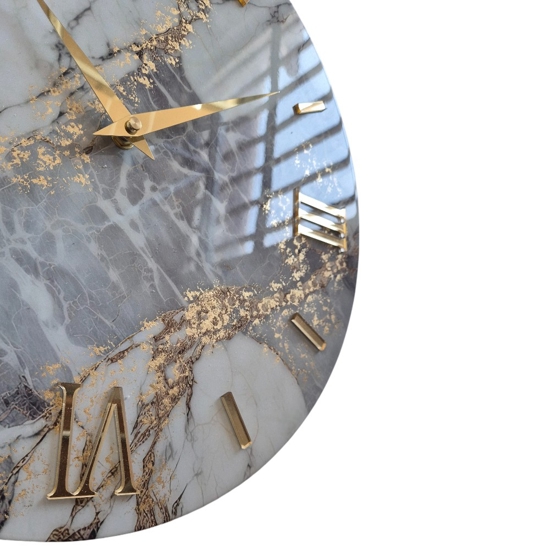 Orologio 100cm da parete effetto marmo grigio oro moderno