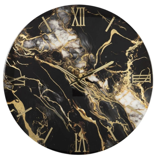 Orologio da parete nero oro 40cm gold marmy tondo moderno Orologio da parete nero oro 40cm gold marmy tondo moderno