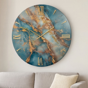 Visualizza i dettagli per Orologio in resina da parete gala 60cm foglia oro cristalli effetto marmo Orologio in resina da parete gala 60cm foglia oro cristalli effetto marmo