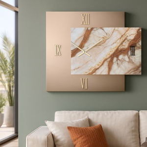 Visualizza i dettagli per Orologio da parete lux bronzo 73x60 effetto marmo specchio Orologio da parete lux bronzo 73x60 effetto marmo specchio