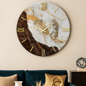 Visualizza i dettagli per Orologio 100cm per parete di grandi dimensioni marrone bianco oro Orologio 100cm per parete di grandi dimensioni marrone bianco oro
