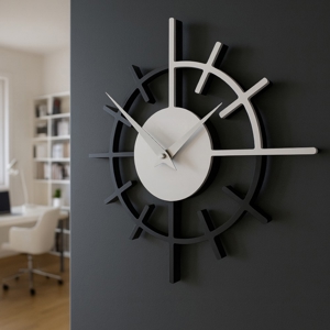 Crosshair orologio legno nero grigio da parete moderno