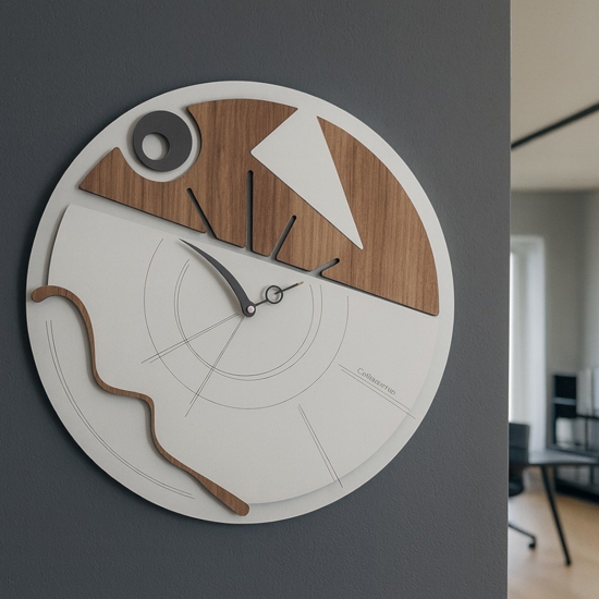 Orologio da parete bianco noce canaletto grigio art-o moderno