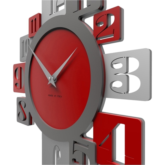 Orologio da parete numeri moderni design rosso grigio