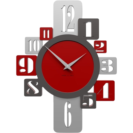 Orologio da parete numeri moderni design rosso grigio