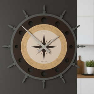 Orologio da parete rosa dei venti legno marrone