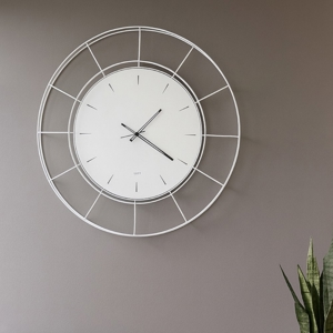 Visualizza i dettagli per Grande orologio da parete 94cm moderno metallo bianco Grande orologio da parete 94cm moderno metallo bianco