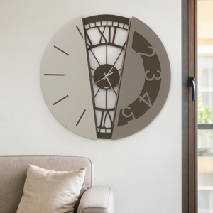 Orologio da parete rotondo bronzo avorio e sabbia design originale
