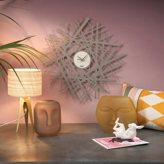 Orologio da parete moderno design linee fango e avorio Orologio da parete moderno design linee fango e avorio