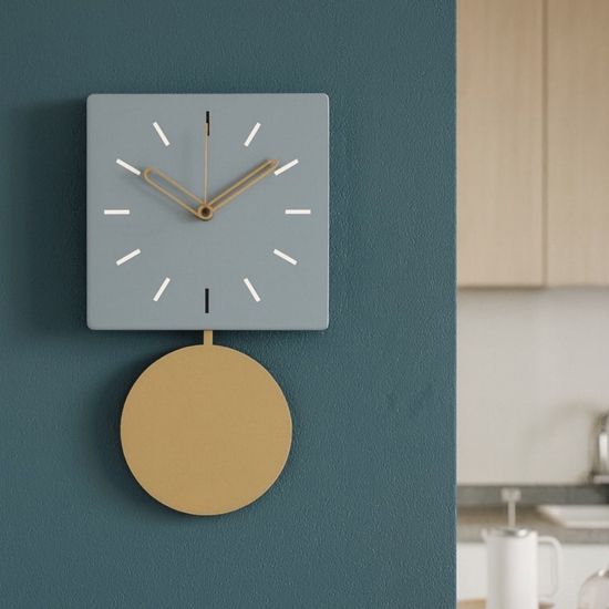 Orologio da parete moderno quadrato verde pendolo dorato Orologio da parete moderno quadrato verde pendolo dorato