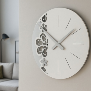 Big merletto orologio da parete legno bianco grigio