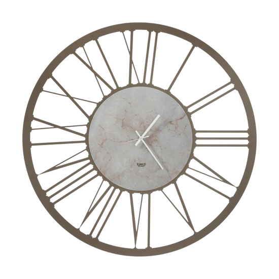 Orologio da parete moderno numeri romani rotondo bronzo effetto marmo Orologio da parete moderno numeri romani rotondo bronzo effetto marmo