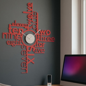 Visualizza i dettagli per Orologio rosso da parete moderno design lettere per cucina Orologio rosso da parete moderno design lettere per cucina
