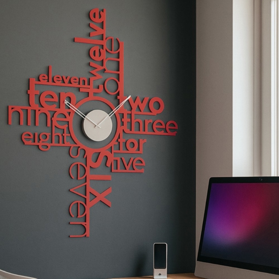 Orologio rosso da parete moderno design lettere per cucina Orologio rosso da parete moderno design lettere per cucina
