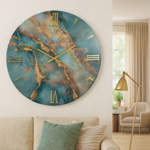 Visualizza i dettagli per Grande orologio da parete 80cm gala di resina effetto marmo Grande orologio da parete 80cm gala di resina effetto marmo