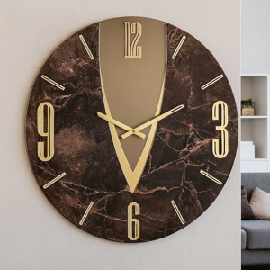 Orologio da parete design moderno luna effetto marmo marrone 60cm