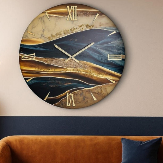 Orologio plutone 80cm per parete effetto marmo multicolor