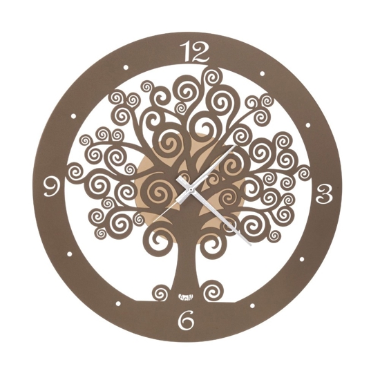 Orologio da parete moderno tondo oro bronzo albero della vita
