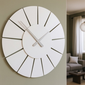 Orologio da parete bianco in legno rotondo design moderno